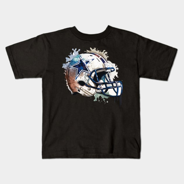 Dallas Cowboys Colorful Helmet Kids T-Shirt by vectrus